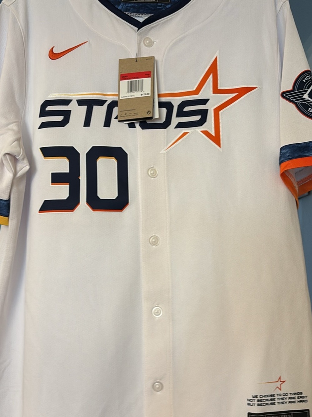 Nike White Houston Astros #30 Jersey with Orange & Navy Accents